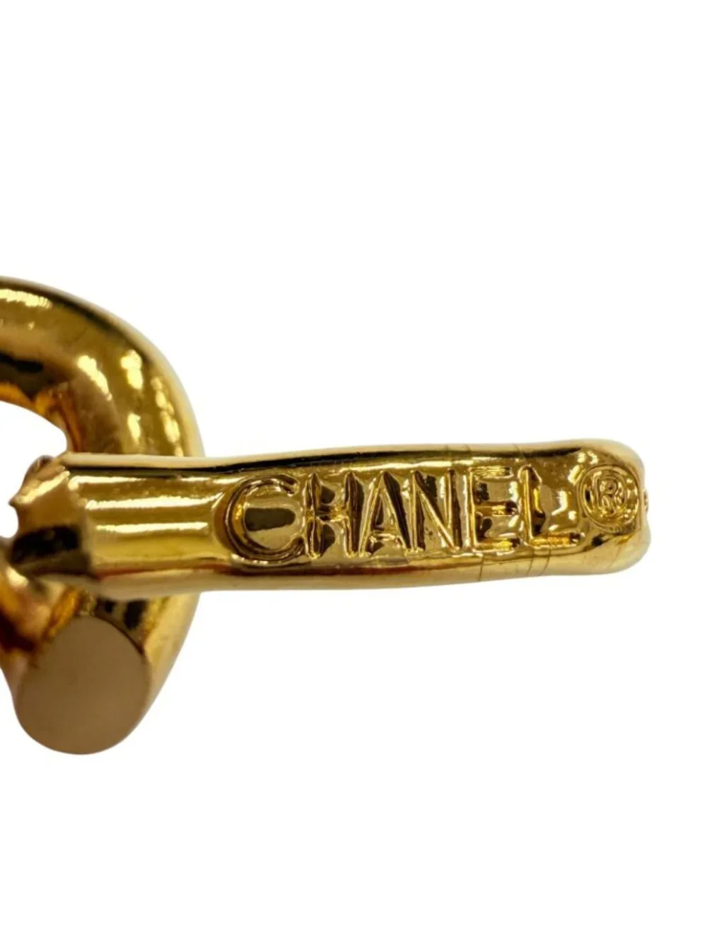 Chanel Vintage Metal Logo Plate CC Coin Chain Belt Gold